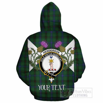 Henderson Tartan Family Crest Cotton Hoodie Scottish Burns Night Thistle Floral