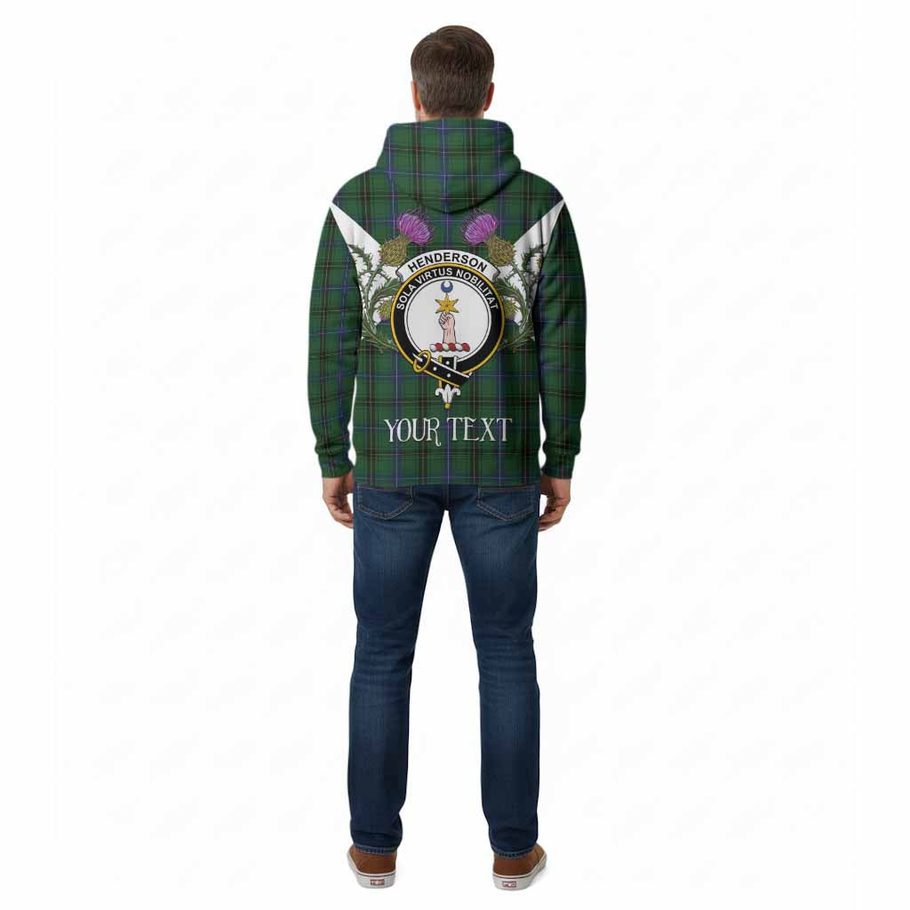 Henderson Tartan Family Crest Cotton Hoodie Scottish Burns Night Thistle Floral