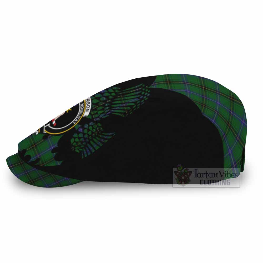 Henderson Tartan Family Crest Flat Cap, Jeff Cap Scotland Thistle Floral