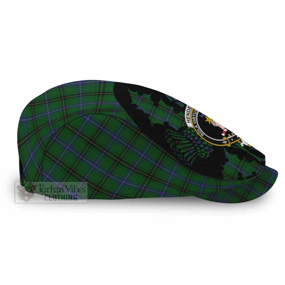 Henderson Tartan Family Crest Flat Cap, Jeff Cap Scotland Thistle Floral