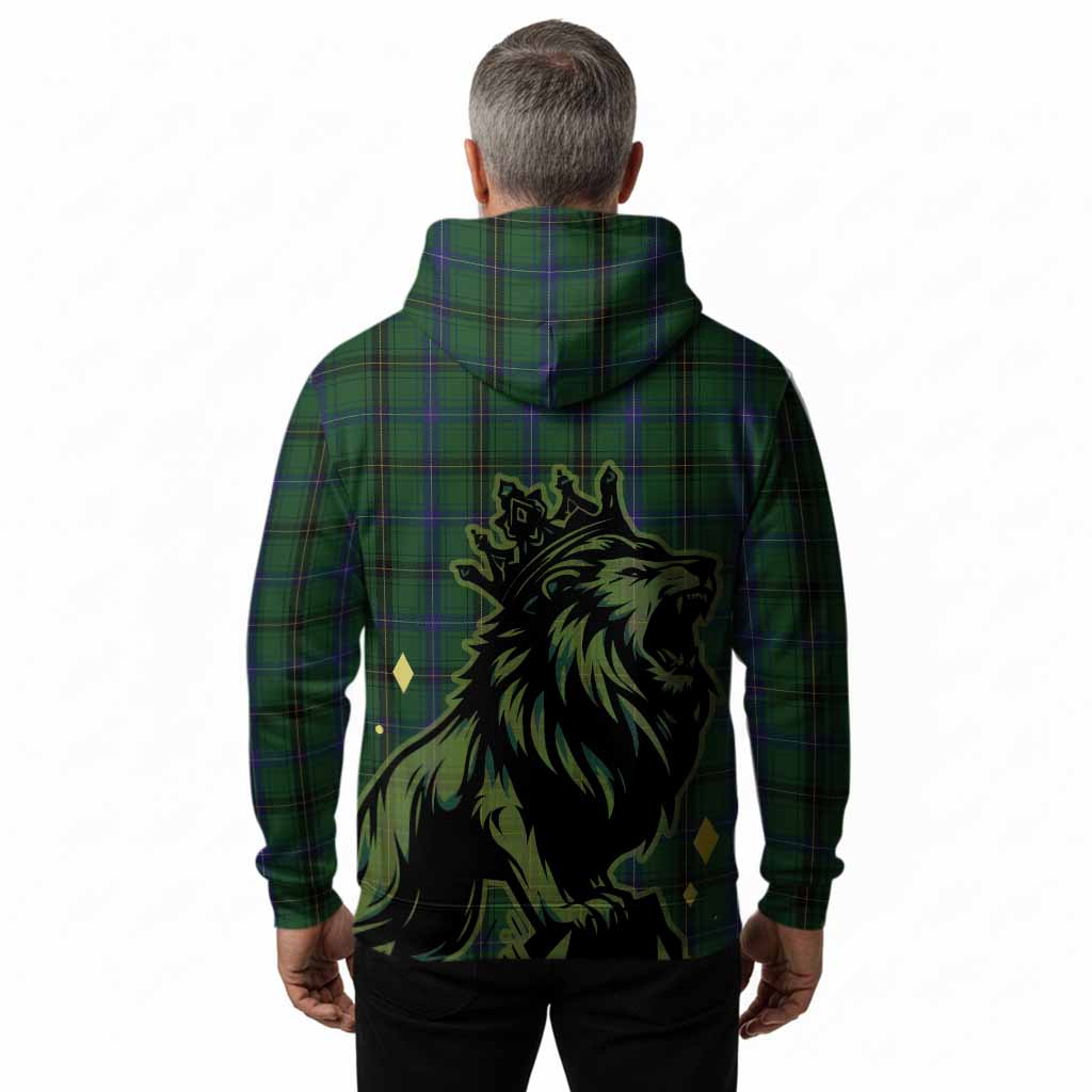 Henderson Tartan Family Crest Hoodie Crowned Lion Roaring