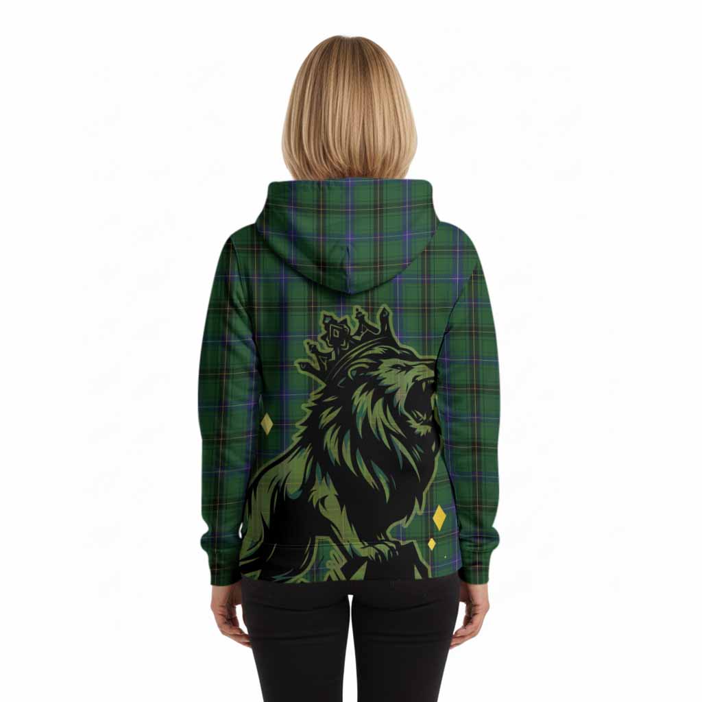 Henderson Tartan Family Crest Hoodie Crowned Lion Roaring