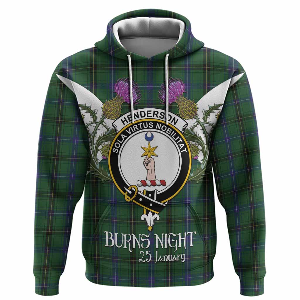 Henderson Tartan Family Crest Hoodie Scottish Burns Night Thistle Floral