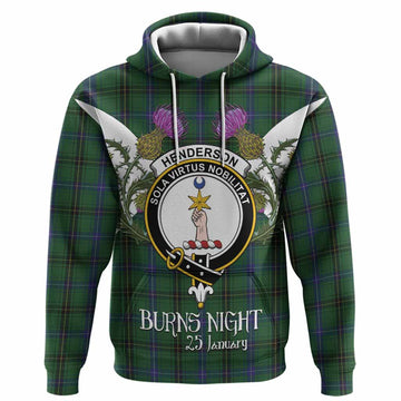 Henderson Tartan Family Crest Hoodie Scottish Burns Night Thistle Floral