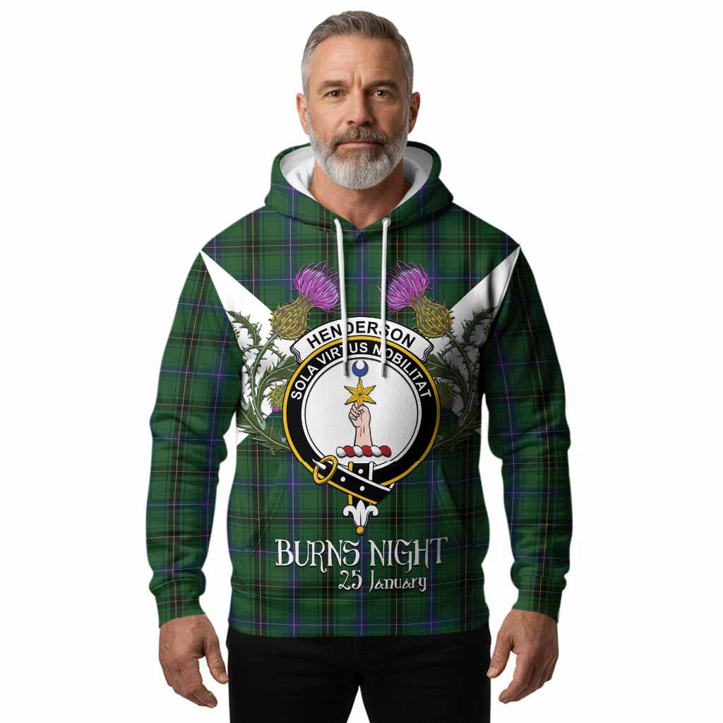 Henderson Tartan Family Crest Hoodie Scottish Burns Night Thistle Floral