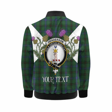 Henderson Tartan Family Crest Kid Bomber Jacket Scottish Burns Night Thistle Floral