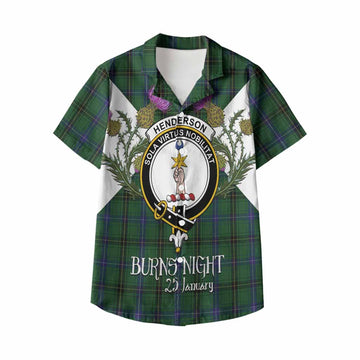 Henderson Tartan Family Crest Kid Hawaiian Shirt Scottish Burns Night Thistle Floral