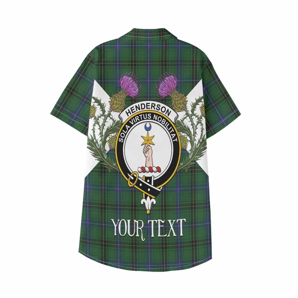 Henderson Tartan Family Crest Kid Hawaiian Shirt Scottish Burns Night Thistle Floral