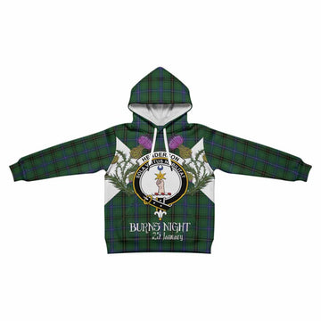 Henderson Tartan Family Crest Kid Hoodie Scottish Burns Night Thistle Floral