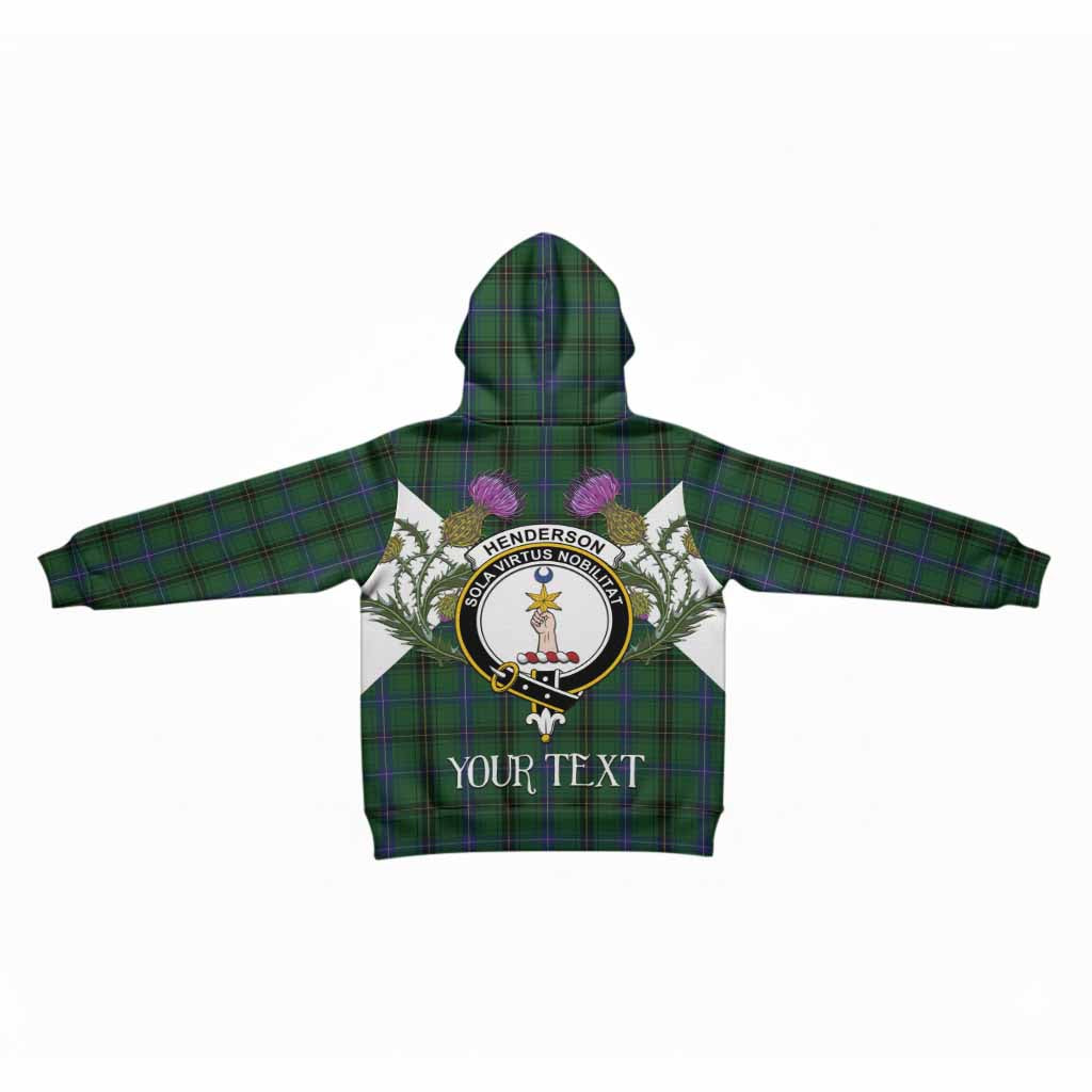 Henderson Tartan Family Crest Kid Hoodie Scottish Burns Night Thistle Floral
