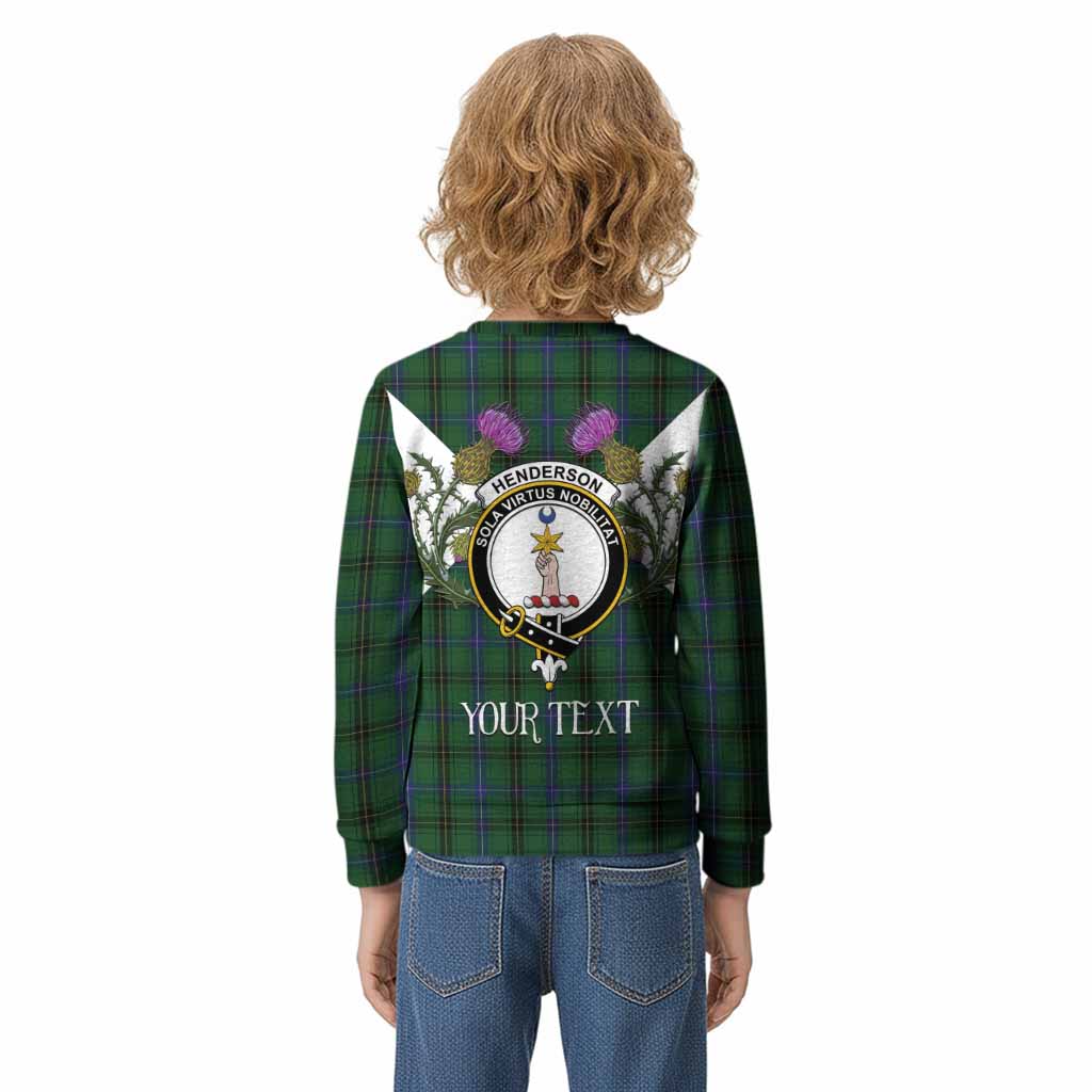 Henderson Tartan Family Crest Kid Knitted Sweatshirt Scottish Burns Night Thistle Floral