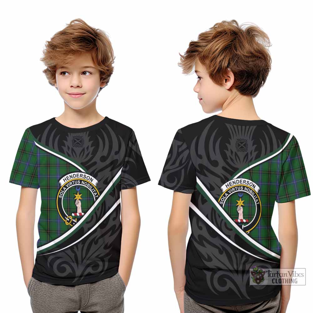Henderson Tartan Family Crest Kid T-shirt Celtic Scottish Thistle Floral - Tartan Vibes Clothing