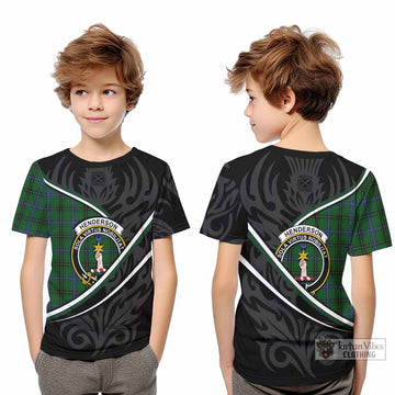 Henderson Tartan Family Crest Kid T-shirt Celtic Scottish Thistle Floral