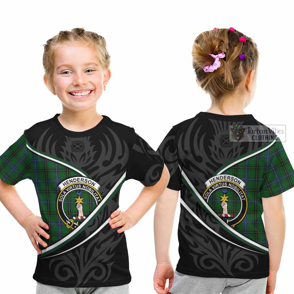 Henderson Tartan Family Crest Kid T-shirt Celtic Scottish Thistle Floral - Tartan Vibes Clothing