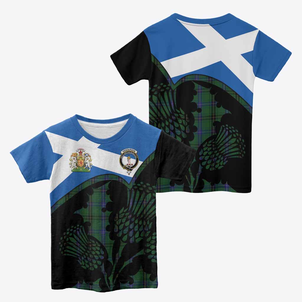 Henderson Tartan Family Crest Kid T-shirt Scotland Thistle Floral Flag Style
