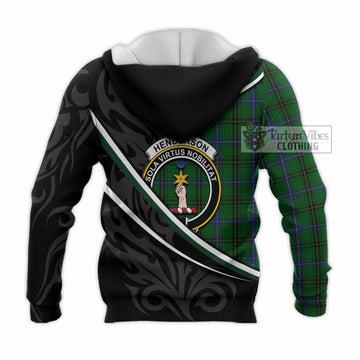Henderson Tartan Family Crest Knitted Hoodie Celtic Scottish Thistle Floral