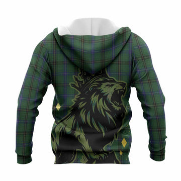 Henderson Tartan Family Crest Knitted Hoodie Crowned Lion Roaring
