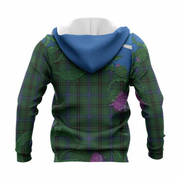 Henderson Tartan Family Crest Knitted Hoodie Thistle in Minimalism