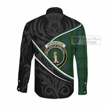 Henderson Tartan Family Crest Long Sleeve Button Shirts Celtic Scottish Thistle Floral