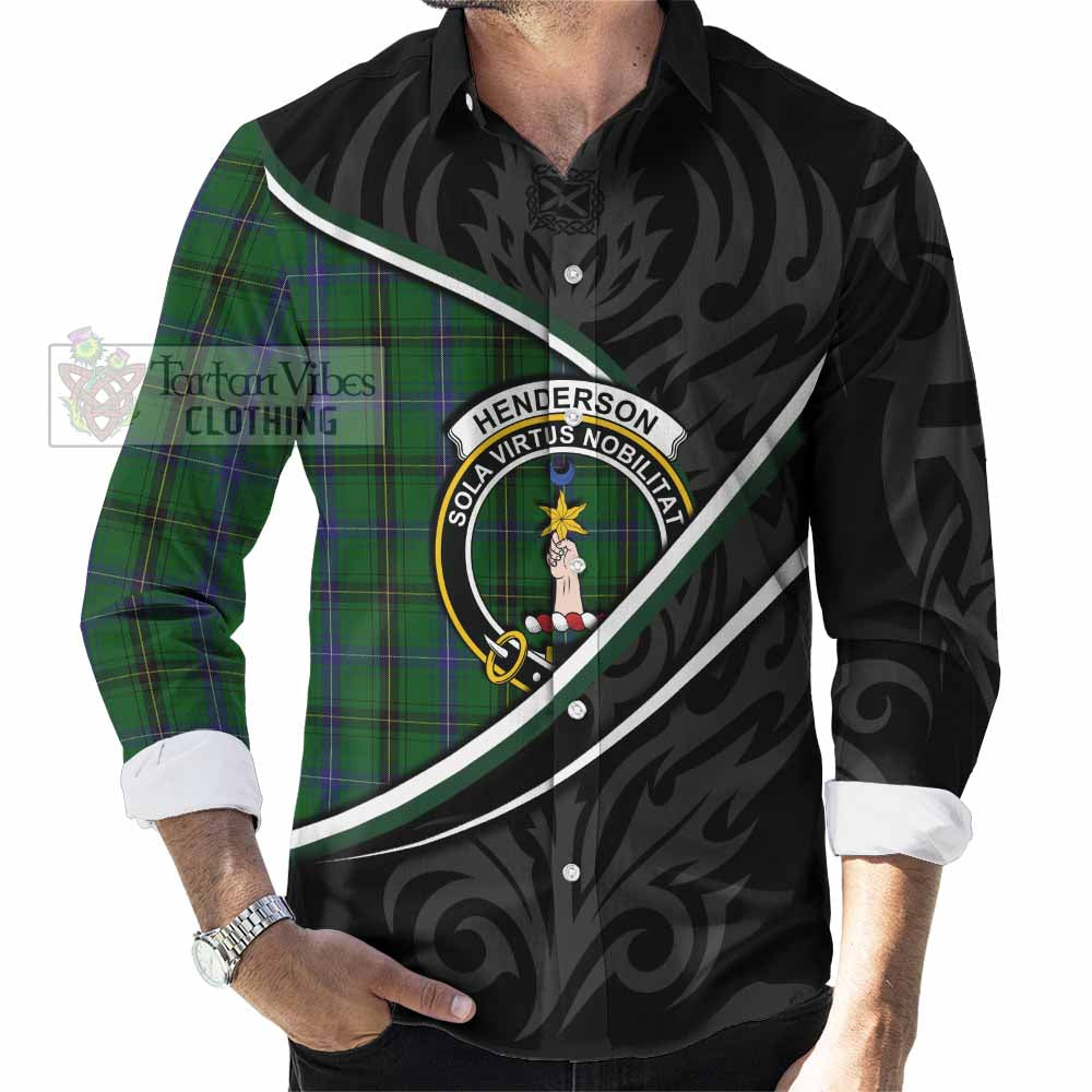 Henderson Tartan Family Crest Long Sleeve Button Shirts Celtic Scottish Thistle Floral - Tartan Vibes Clothing