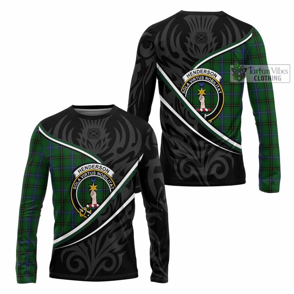 Henderson Tartan Family Crest Long Sleeve T-Shirt Celtic Scottish Thistle Floral - Tartan Vibes Clothing