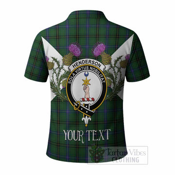 Henderson Tartan Family Crest Polo Shirt Scottish Burns Night Thistle Floral