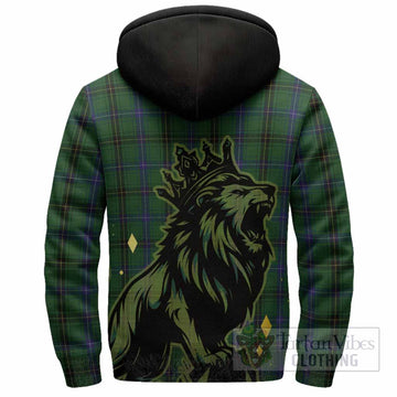 Henderson Tartan Family Crest Sherpa Hoodie Crowned Lion Roaring