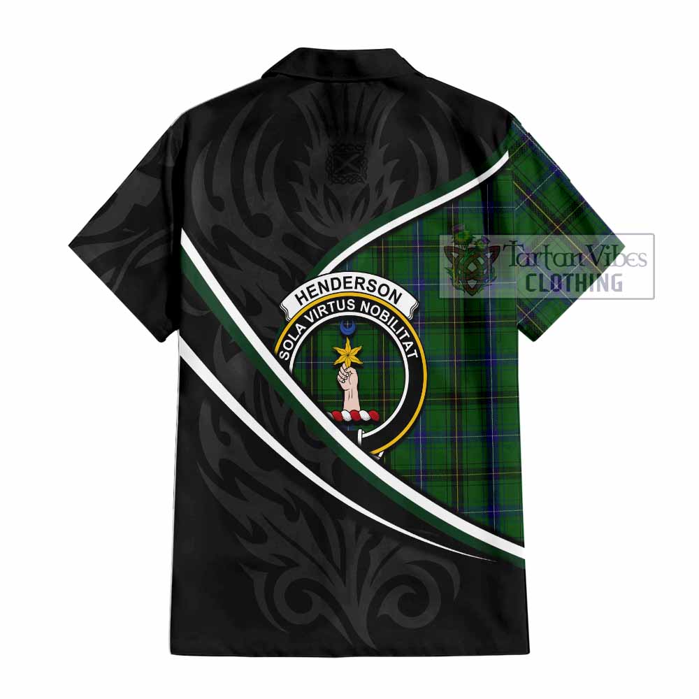 Henderson Tartan Family Crest Short Sleeve Button Shirt Celtic Scottish Thistle Floral - Tartan Vibes Clothing