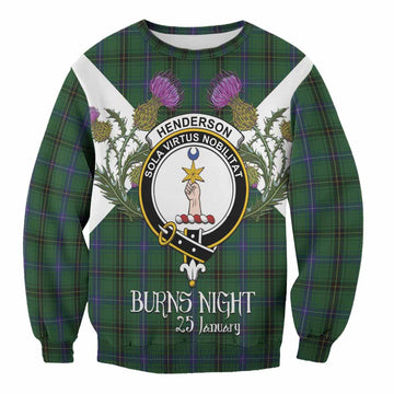 Henderson Tartan Family Crest Sweatshirt Scottish Burns Night Thistle Floral