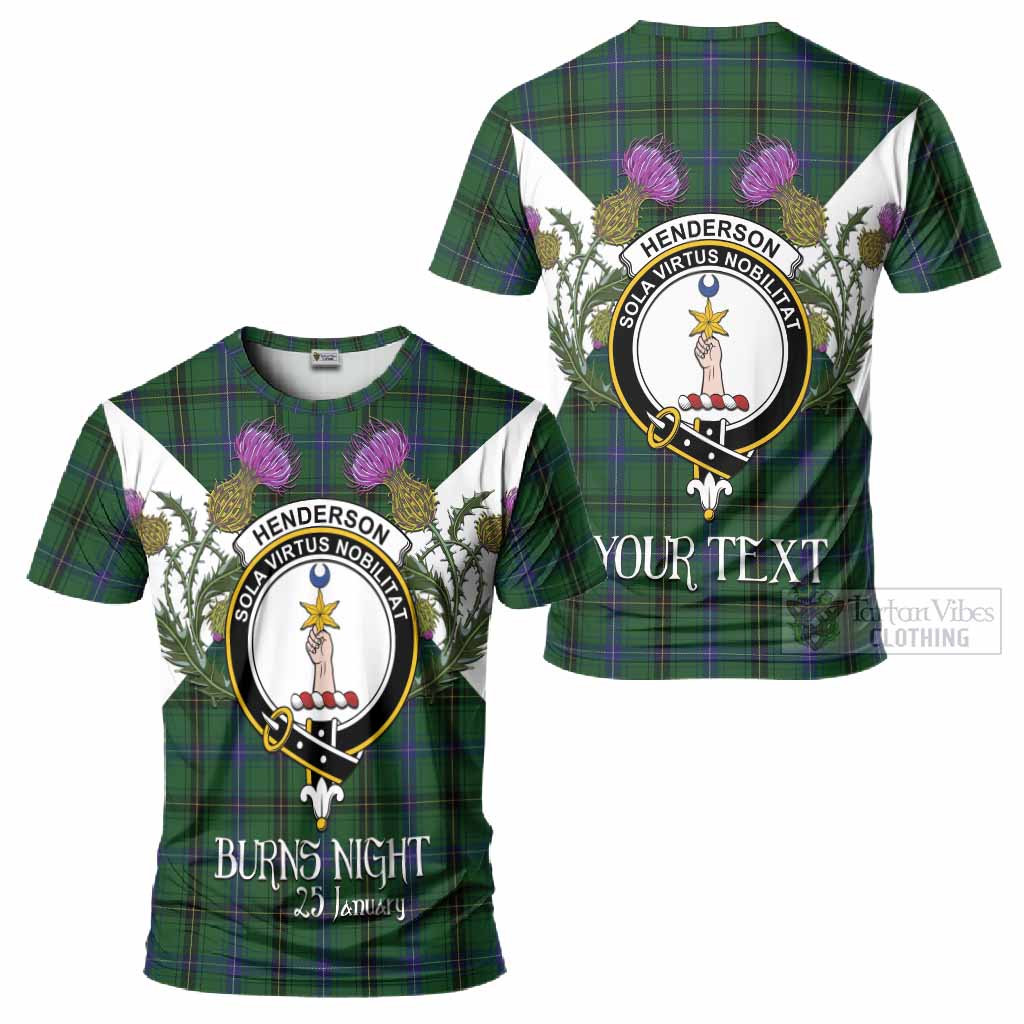 Henderson Tartan Family Crest T-Shirt Scottish Burns Night Thistle Floral