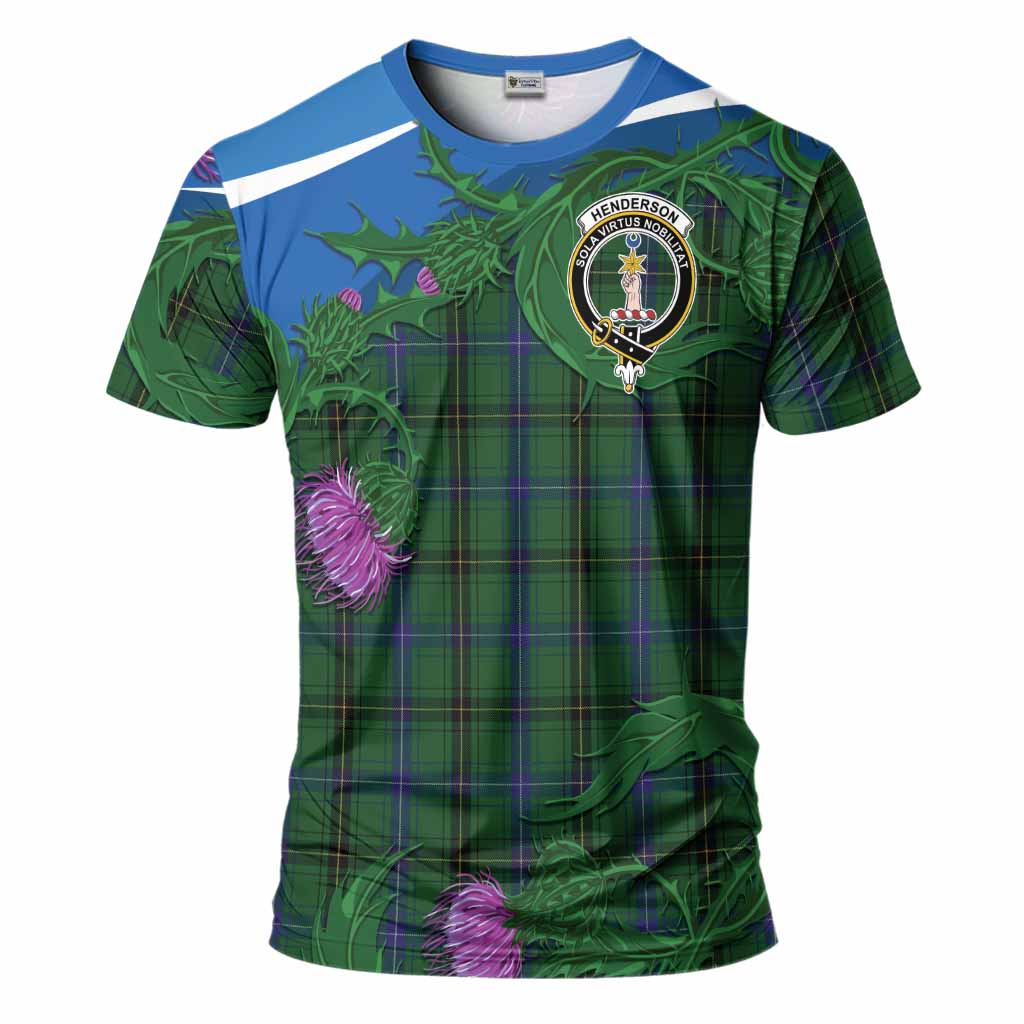 Henderson Tartan Family Crest T-Shirt Thistle in Minimalism