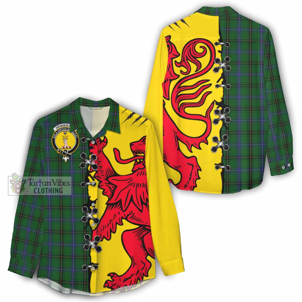 Henderson Tartan Family Crest Women Casual Shirt Lion Rampant Honor - Tartan Vibes Clothing