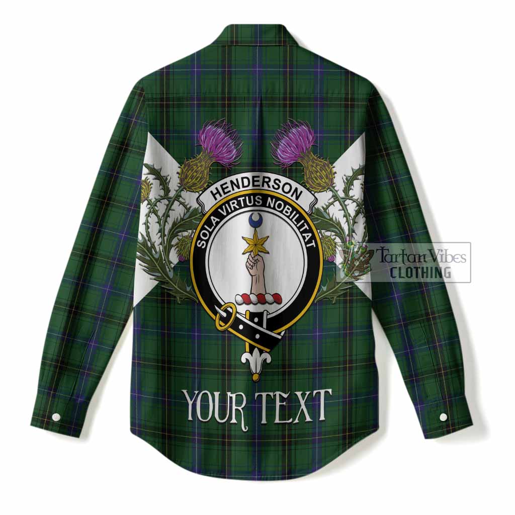 Henderson Tartan Family Crest Women Casual Shirt Scottish Burns Night Thistle Floral