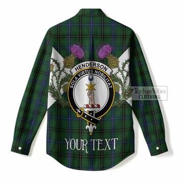 Henderson Tartan Family Crest Women Casual Shirt Scottish Burns Night Thistle Floral