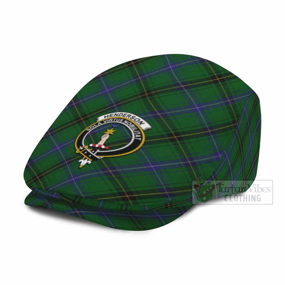 Henderson Tartan Flat Cap, Jeff Cap Cross Style with Family Crest - Tartan Vibes Clothing