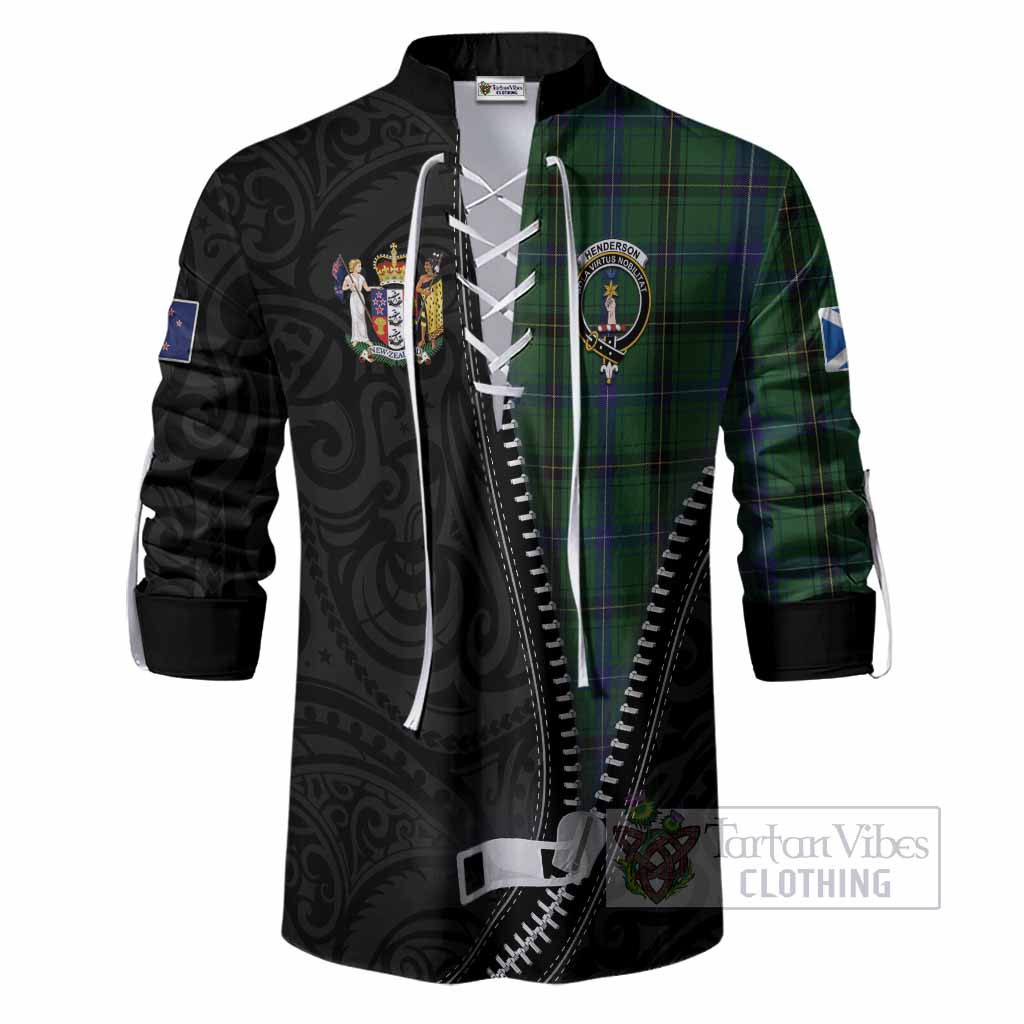 Henderson Tartan Ghillie Shirt New Zealand Pattern Unique Zipper Stylized