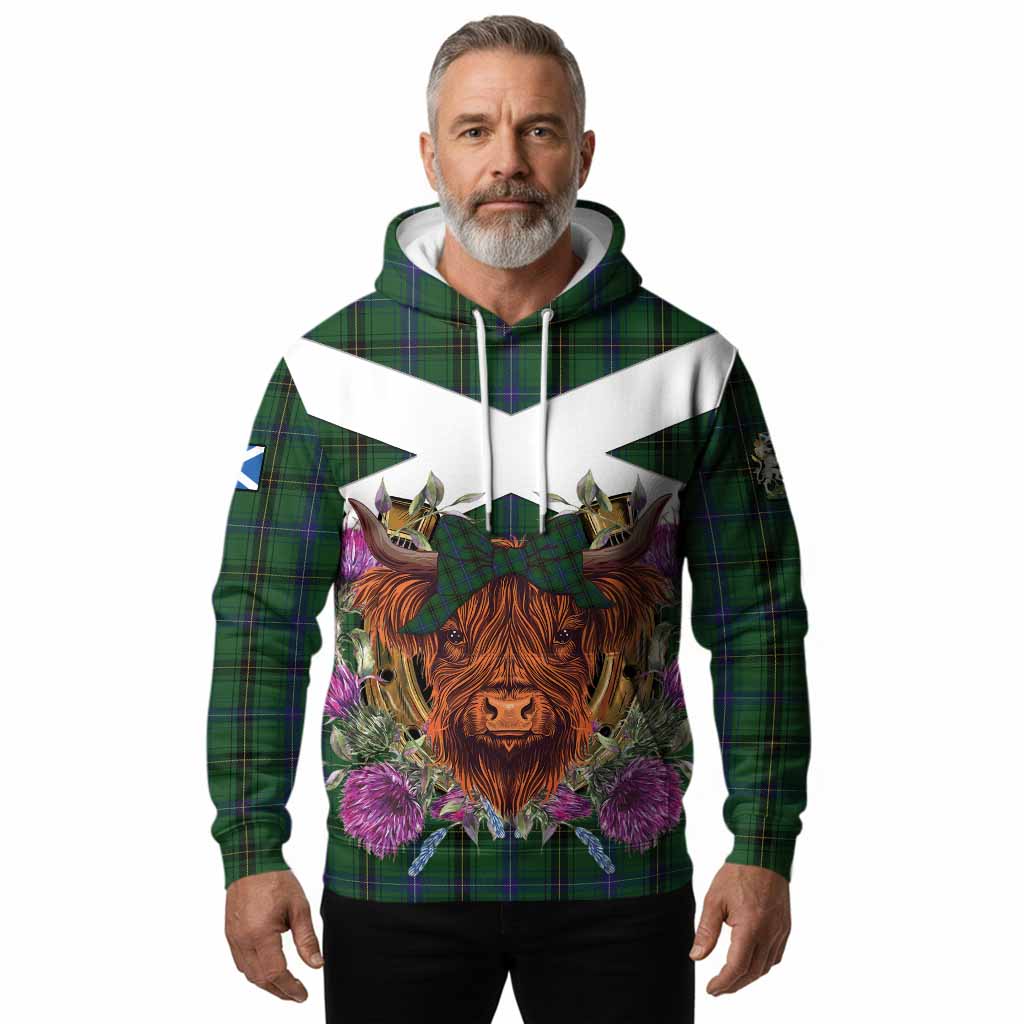 Henderson Tartan Hoodie Scottish Thistle Heilan Coo