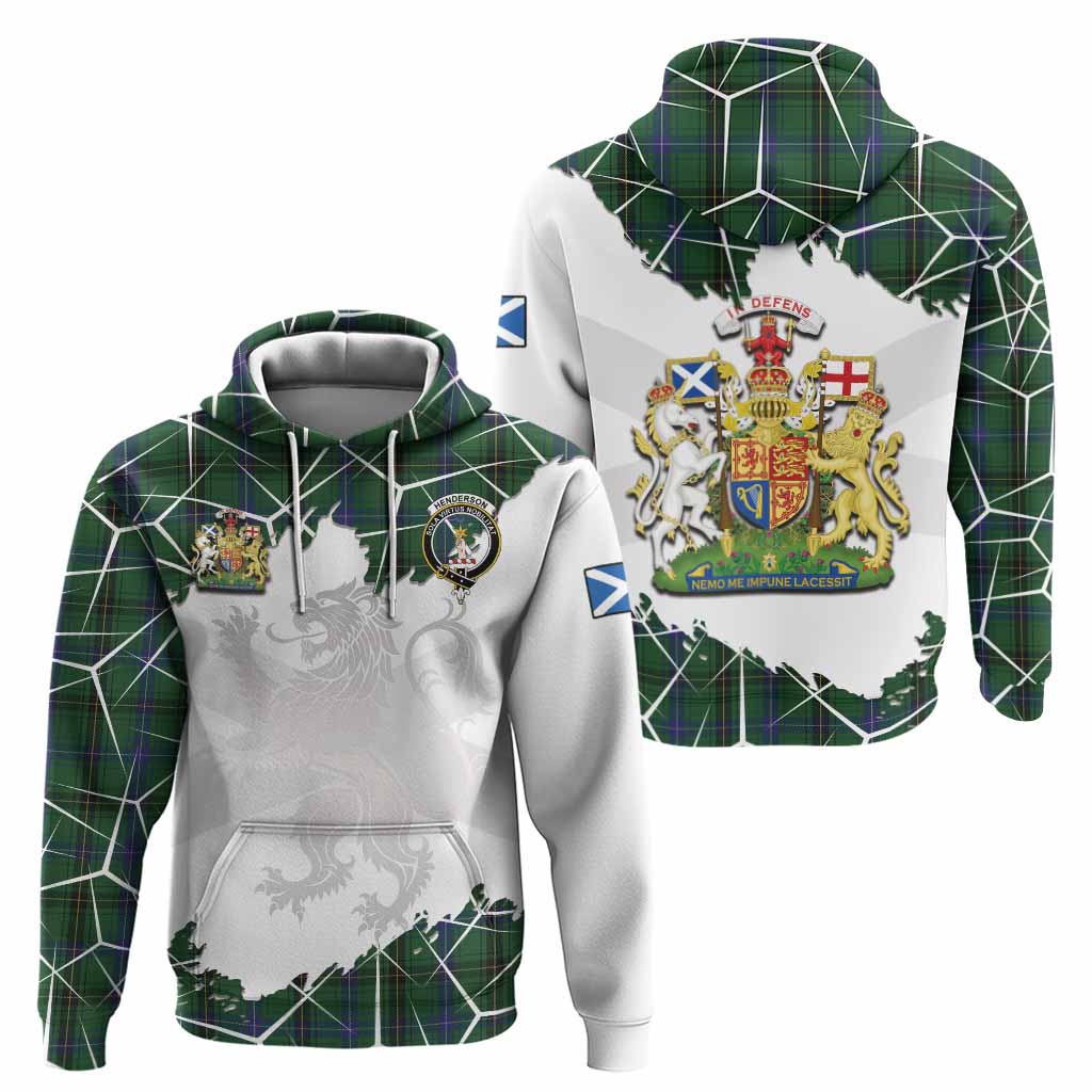 Henderson Tartan Hoodie with Family Crest and Lion Rampant Grunge Style