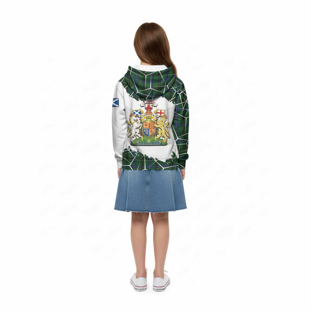 Henderson Tartan Kid Hoodie with Family Crest and Lion Rampant Grunge Style