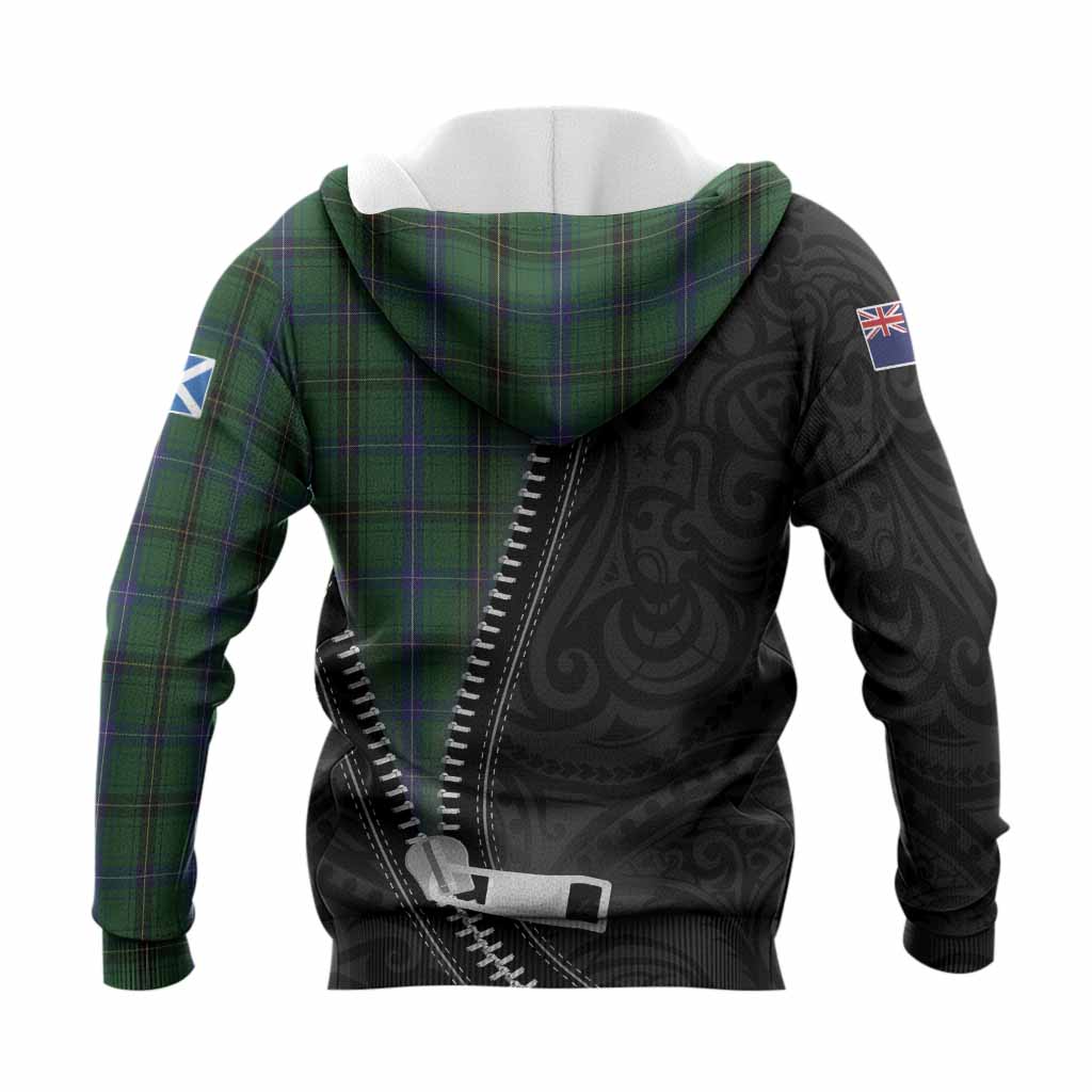 Henderson Tartan Knitted Hoodie New Zealand Pattern Unique Zipper Stylized