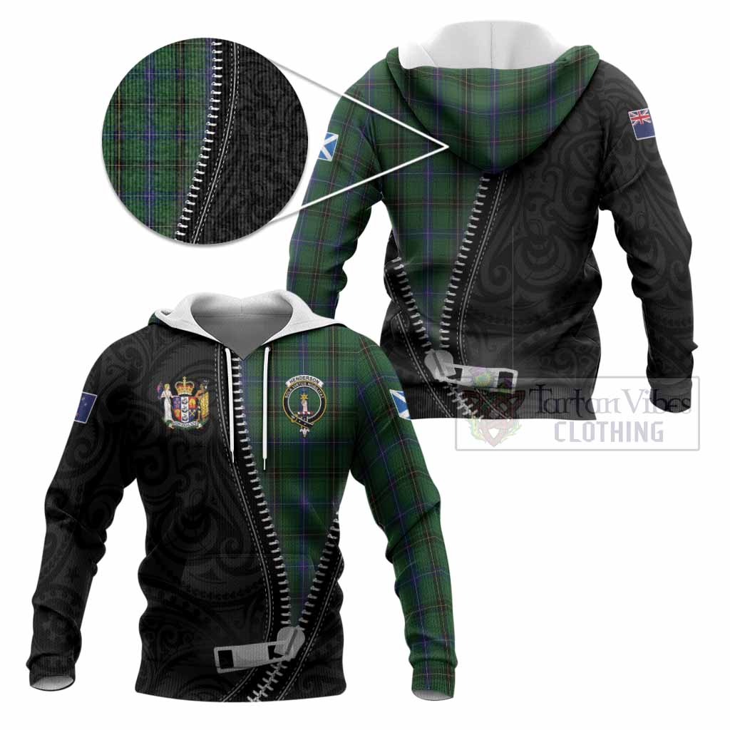 Henderson Tartan Knitted Hoodie New Zealand Pattern Unique Zipper Stylized