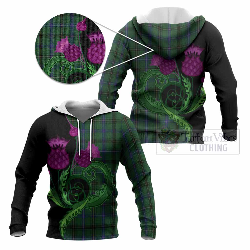 Henderson Tartan Knitted Hoodie Traditional Scottish Thistle
