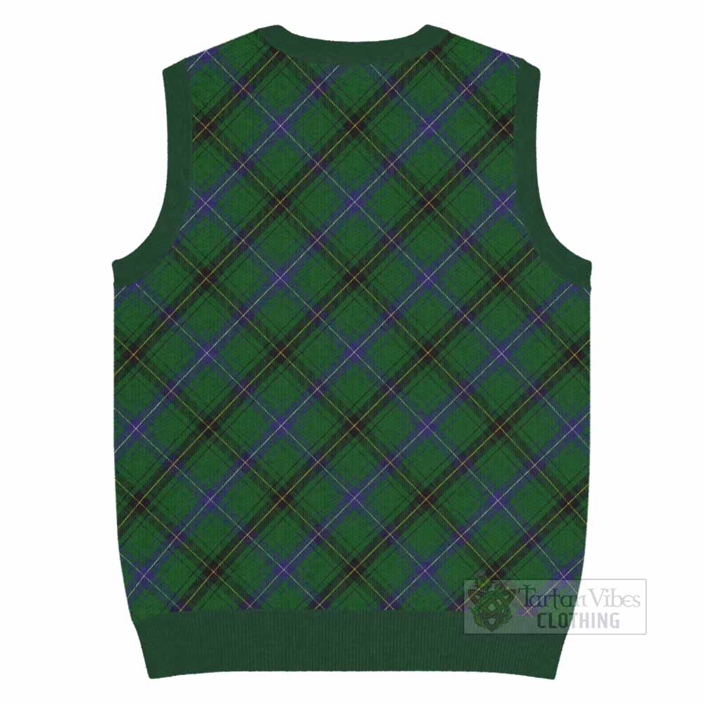 Henderson Tartan Knitted V-Neck Vest with Family Crest Cross Style