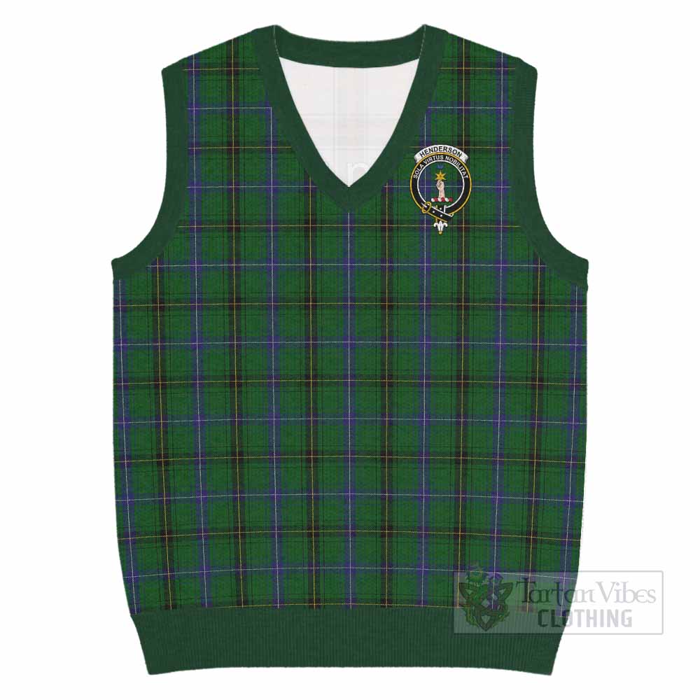 Henderson Tartan Knitted V-Neck Vest with Family Crest - Tartan Vibes Clothing
