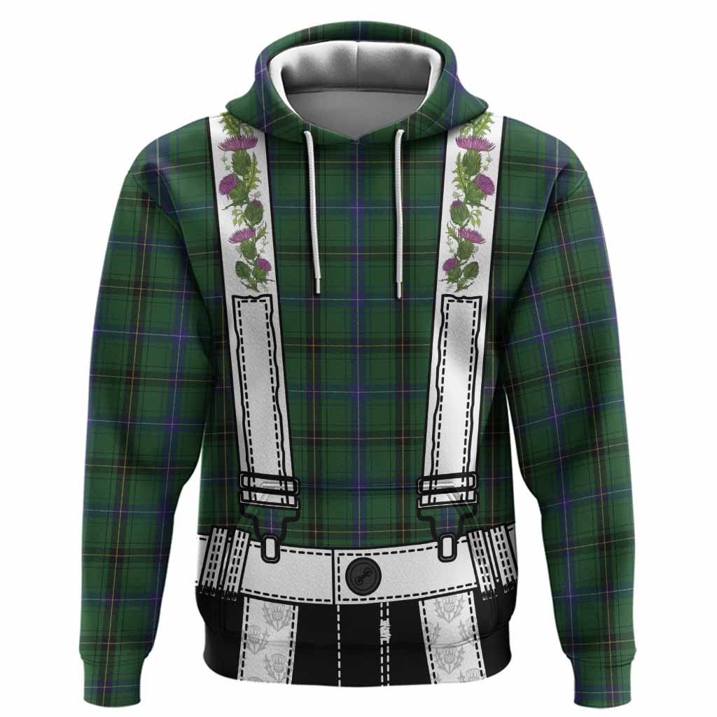Henderson Tartan Lederhosen Costume Hoodie Scotland Thistle Floral