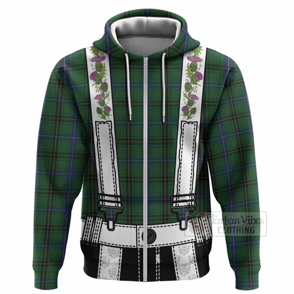 Henderson Tartan Lederhosen Costume Hoodie Scotland Thistle Floral