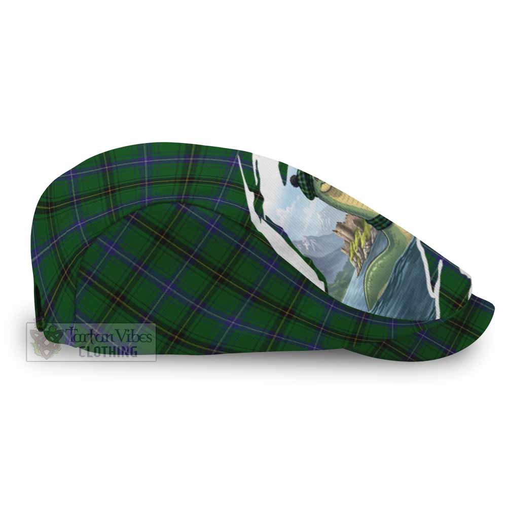 Henderson Tartan Loch Ness Monster Scottish Heritage Art Flat Cap, Jeff Cap