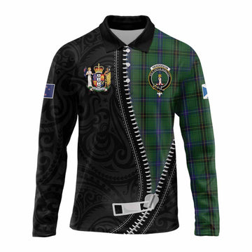 Henderson Tartan Long Sleeve Polo Shirt New Zealand Pattern Unique Zipper Stylized