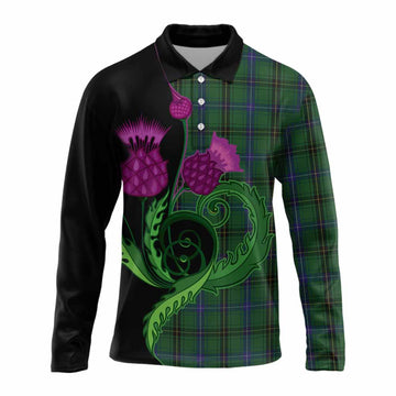 Henderson Tartan Long Sleeve Polo Shirt Traditional Scottish Thistle