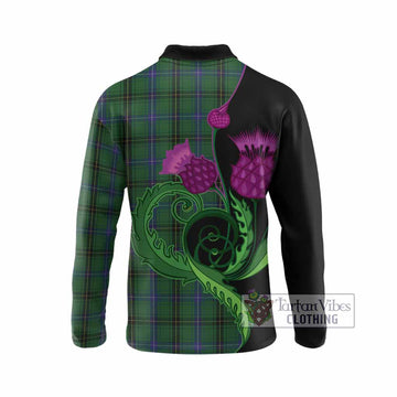 Henderson Tartan Long Sleeve Polo Shirt Traditional Scottish Thistle